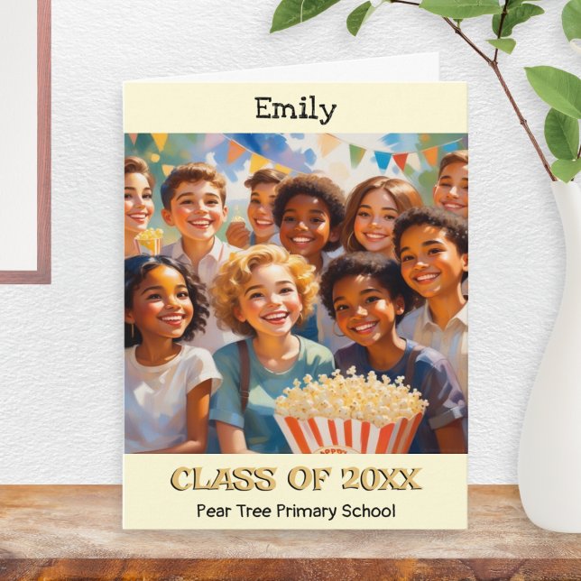 Child's Primary Elementary School Leaver Class Of  Card (A card for a child leaving primary or elementary school, with name, class, school and year)