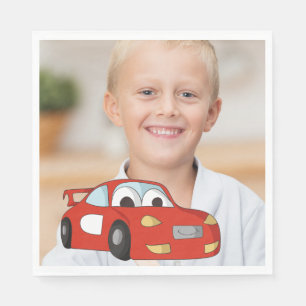 Child's Red Race Car Birthday Party Photo Napkin