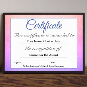 Child's School Certificate or Award Poster