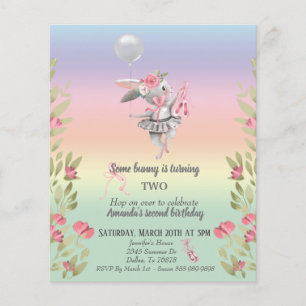 Child's Some Bunny Easter Ballerina Birthday Invit