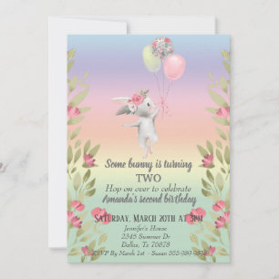Child's Some Bunny Easter Rainbow Floral Birthday Invitation