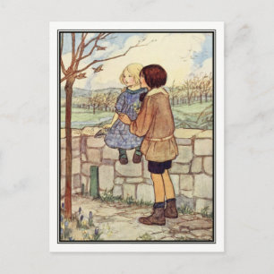 Child's Talk in April by Florence Harrison Postcard