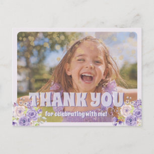 Child's Thank You Purple Floral  Postcard