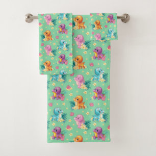 Childs Triceratops Dinosaurs Bath Towel Set