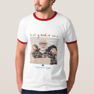 Child's Writing 'Best Grandpa Ever' Photo & Names T-Shirt