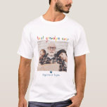 Child's Writing 'Best Grandpa Ever' Photo & Names T-Shirt<br><div class="desc">Add a photo from Instagram, your computer or your phone, and the grandchild/grandchildren's name/s or personal message to this simple, modern t-shirt for grandfathers, featuring the text, "best grandpa ever" in a child's handwritten font in primary colours. If you need any help customising this, please message me using the button...</div>