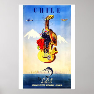 Chile 1951 POSTER PRINT Travel Advert A5-A1