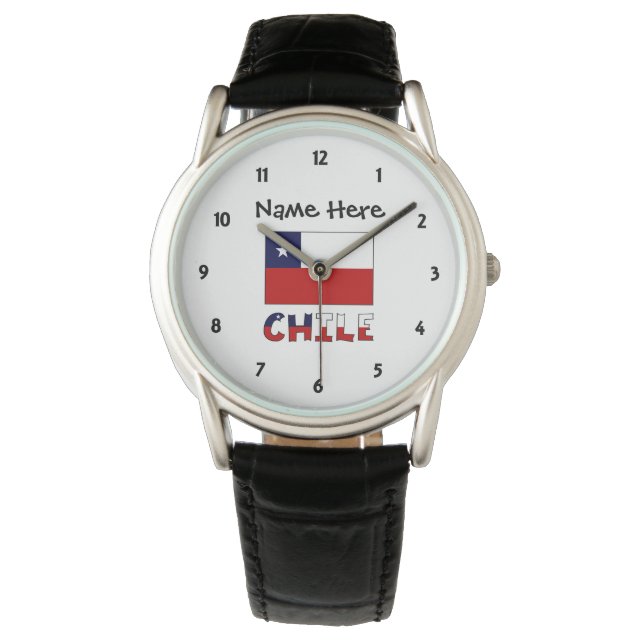 Chile and Chilean Flag Personalised  Watch (Front)