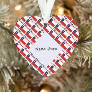 Chile and Chilean Flag Tiled Personalise Ornament