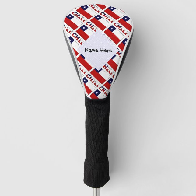 Chile and Chilean Flag Tiled with Your Name Golf Head Cover (Front)