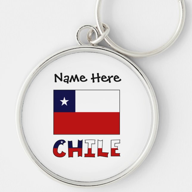 Chile and Chilean Flag with Your Name Key Ring (Front)