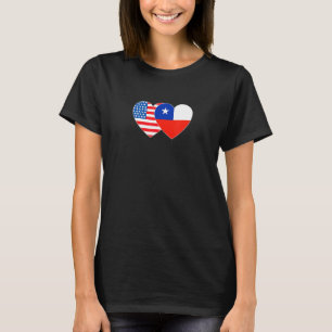 Chile and USA Flag Twin Heart for Chilean American T-Shirt