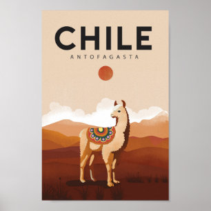 Chile antofagasta travel poster