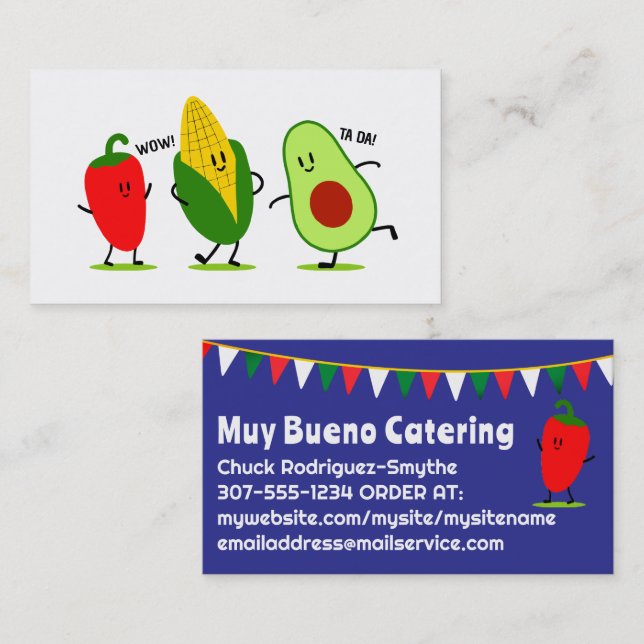 Chile Avocado Mexican food catering business card (Front/Back)