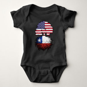Chile Chilean American USA Tree Roots Flag Baby Bodysuit