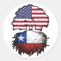 Chile Chilean American USA Tree Roots Flag