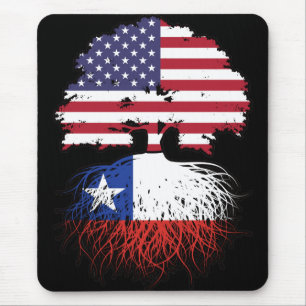 Chile Chilean American USA Tree Roots Flag Mouse Pad