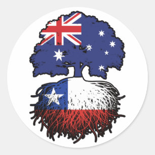 Chile Chilean Australian Australia Tree Roots Flag Classic Round Sticker