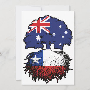 Chile Chilean Australian Australia Tree Roots Flag Invitation