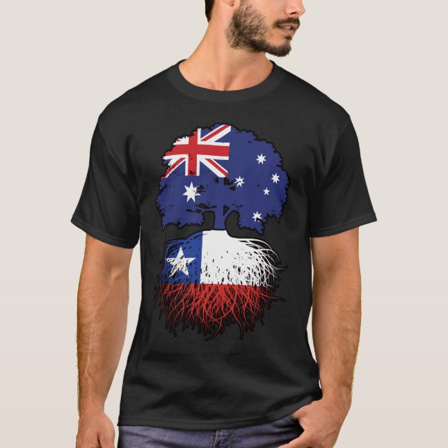 Chile Chilean Australian Australia Tree Roots Flag T-Shirt (Front)