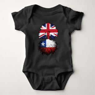 Chile Chilean British UK Tree Roots Flag Baby Bodysuit