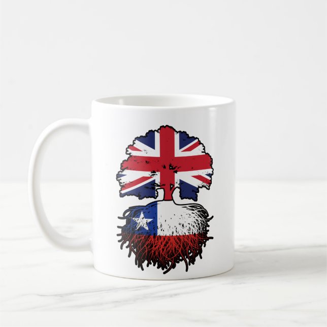 Chile Chilean British UK Tree Roots Flag Coffee Mug (Left)