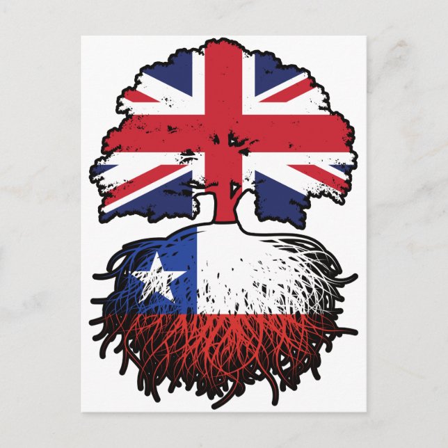 Chile Chilean British UK Tree Roots Flag Postcard (Front)
