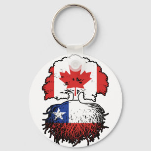 Chile Chilean Canadian Canada Tree Roots Flag Key Ring