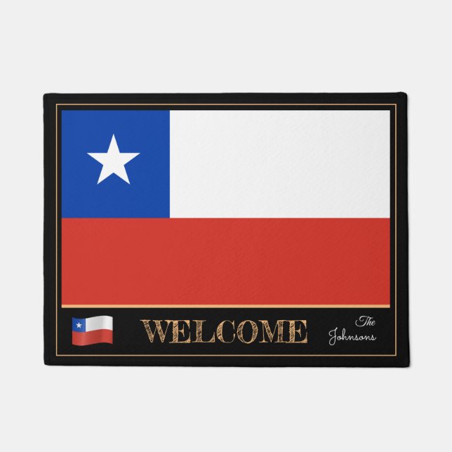 Chile & Chilean Flag house /sports Welcome Doormat (Front)
