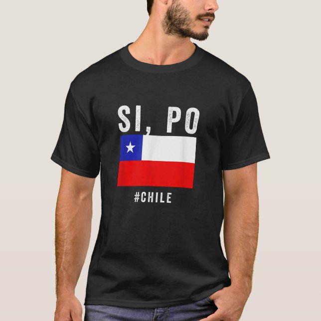 Chile Chilean Flag Pride Chileno Camiseta Si Po Sl T-Shirt (Front)