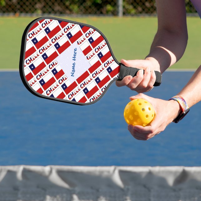 Chile Chilean Flag Tiled Blue Personalisation  Pickleball Paddle (Insitu)