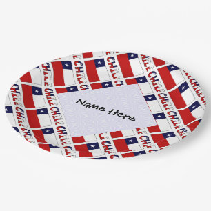 Chile Chilean Flag Tiled Personalised Paper Plate