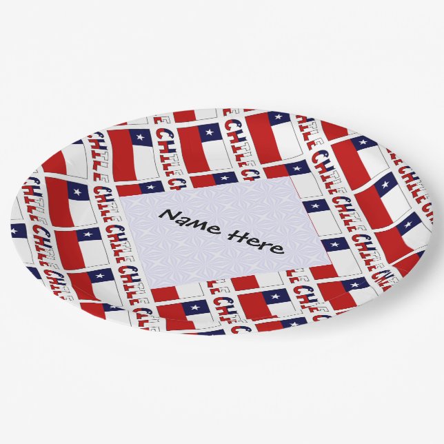 Chile Chilean Flag Tiled Personalised  Paper Plate (Angled)