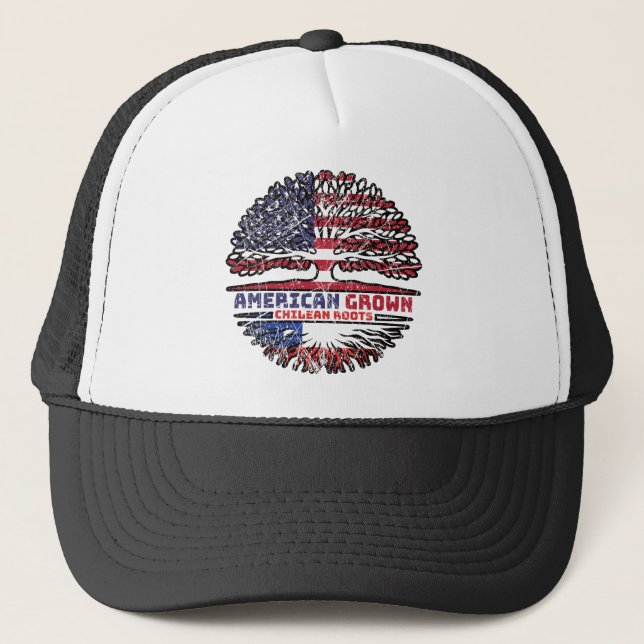 Chile Chilean US American USA United States Tree Trucker Hat (Front)