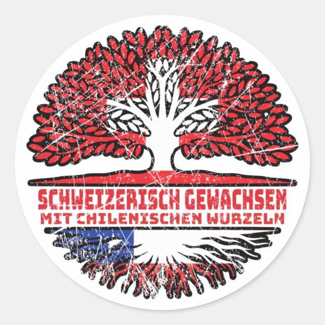 Chile Chilenisch Schweizer Schweiz Baum Wurzel Classic Round Sticker