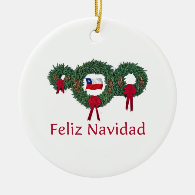 Chile Christmas 2 Ceramic Tree Decoration (Front)