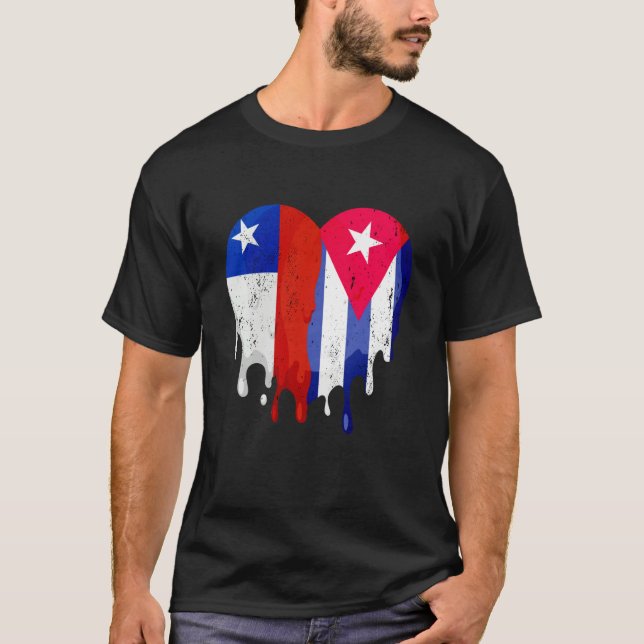 Chile Cuba Flag Heart Citizen Grown Patriot Countr T-Shirt (Front)