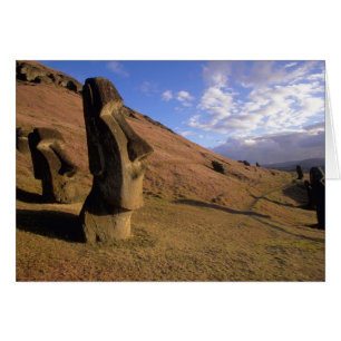 Chile, Easter Island. Hillside with Moai