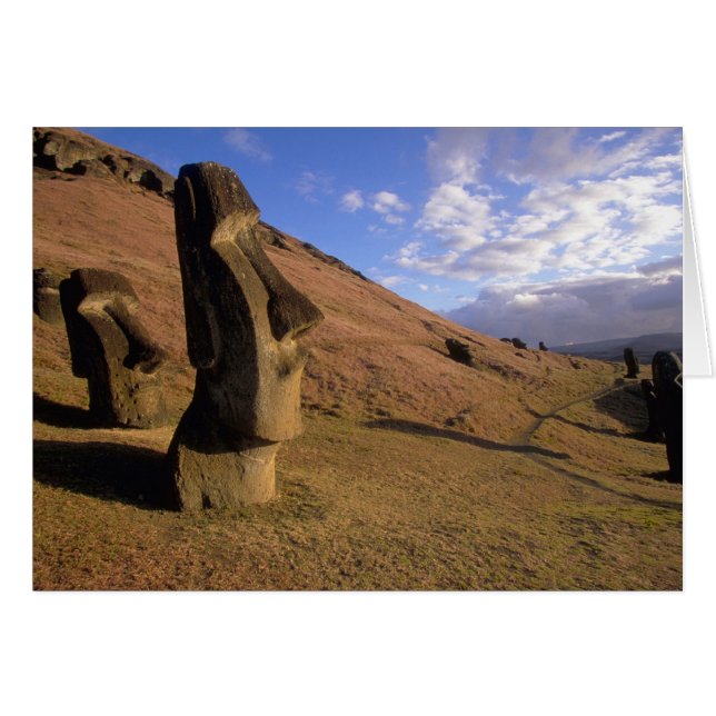 Chile, Easter Island. Hillside with Moai (Front Horizontal)