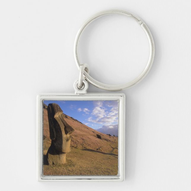 Chile, Easter Island. Hillside with Moai Key Ring (Front)