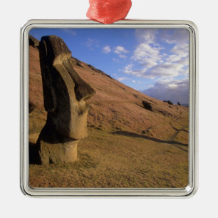 Chile, Easter Island. Hillside with Moai Metal Ornament