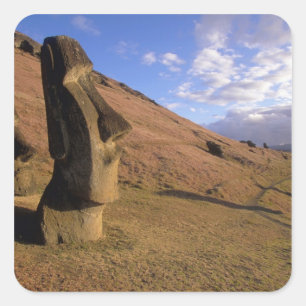 Chile, Easter Island. Hillside with Moai Square Sticker