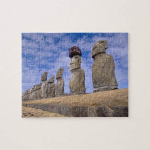 Chile, Easter Island. The 15 Moais at Ahu Jigsaw Puzzle