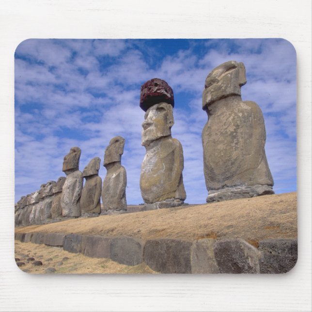 Chile, Easter Island. The 15 Moais at Ahu Mouse Pad (Front)