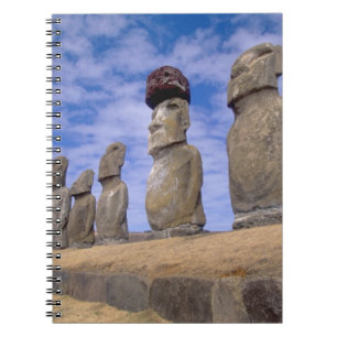Chile, Easter Island. The 15 Moais at Ahu Notebook