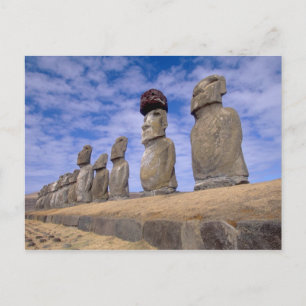 Chile, Easter Island. The 15 Moais at Ahu Postcard