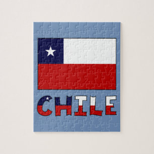 Chile Flag and Name in Colour Jigsaw Puzzle