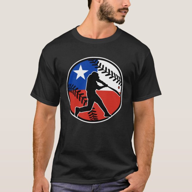 Chile Flag Baseball Hitter Chilean Baseball Softba T-Shirt (Front)