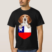 Chile Flag Beagle Dog In Pocket T-Shirt|Halloween