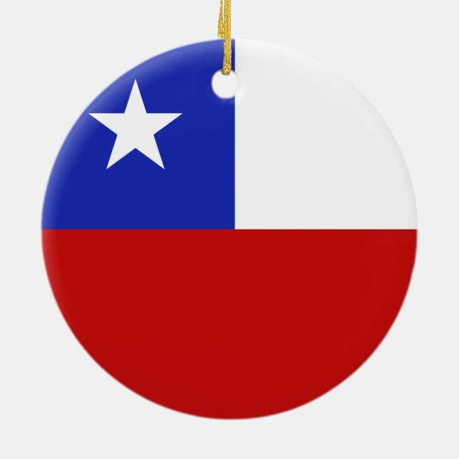 Chile Flag Ceramic Tree Decoration (Back)